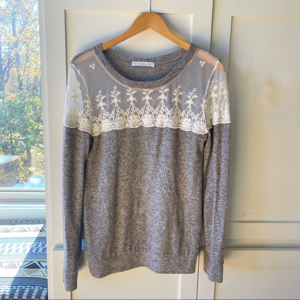 Lace cut out top sweater